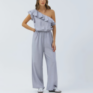 MONO UN HOMBRO CON VOLADO SATEN MATE TIENDA PIU MARIA LA PLATA