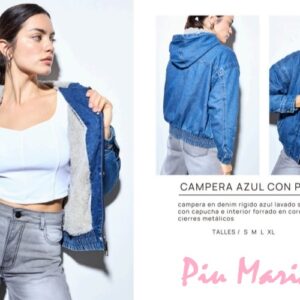 CAMPERA AZUL CON PIEL TIENDA ONLINE PIU MARIA 2215113402